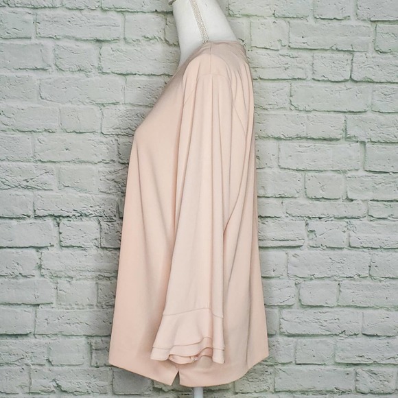 Karl Lagerfeld Paris Bell Sleeve Top in Blush XL - Picture 8 of 9